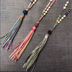 Long Beads & Tassel Necklace,NWT
